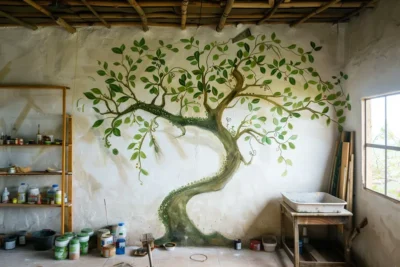 como pintar un arbol en la pared