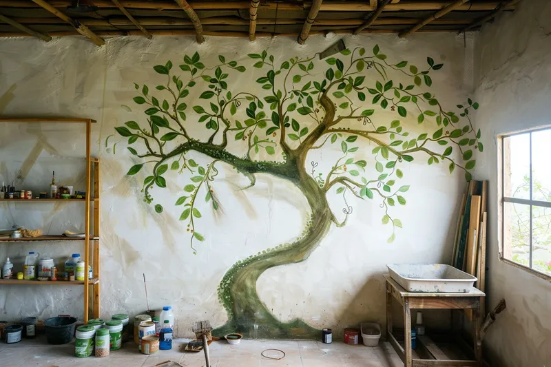 como pintar un arbol en la pared