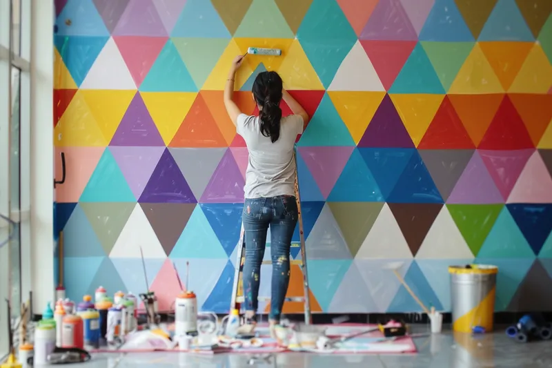 como pintar una pared con triangulos