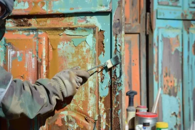 como pintar una puerta metalica oxidada